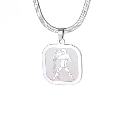 Celestial Zodiac Necklace – Aquarius, Silver